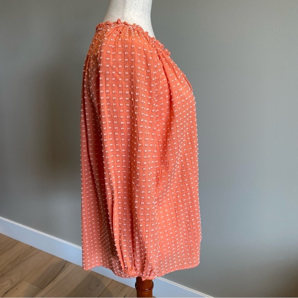 NWT Loft size Small Muted Orange Embroidered Polka Dots - Picture 8 of 12